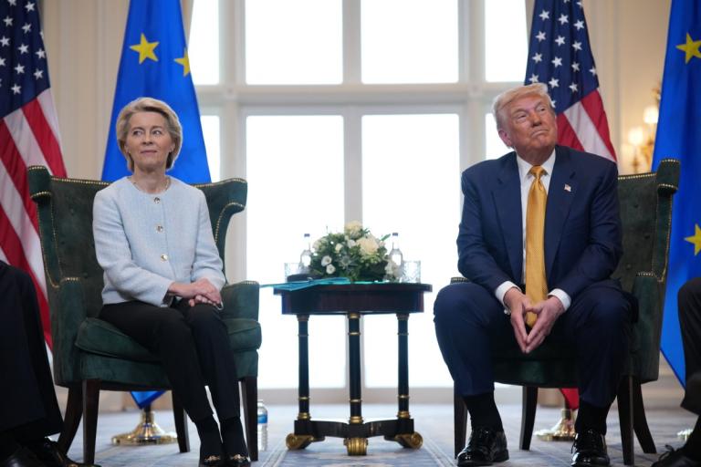 Von der Leyen y Donald Trump